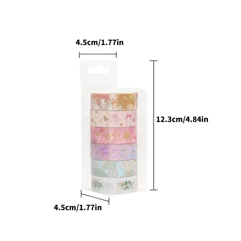 6 Rolls Paper Tape Flowers Tape Washis Cinta decorativa Cinta alambre oro Artistas cinta