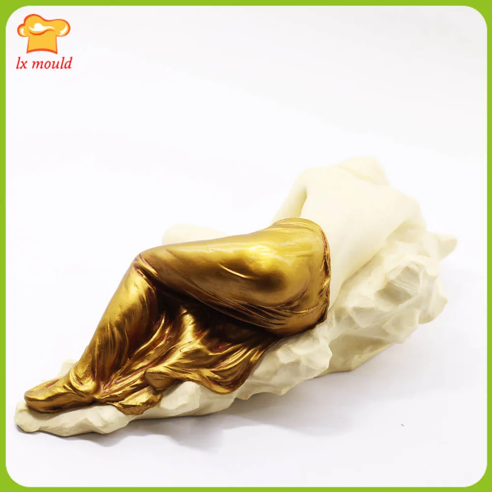 3D Side Lying Girl Candle Silicone Mould Sleeping Position Female Sculpture Plaster Home Decor Clay Resin Gypsum Wax Soap Mold