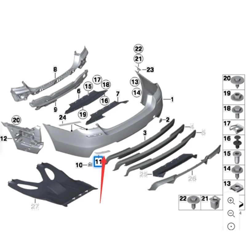 ไฟสะท้อนแสงกันชนหลังซ้าย XX-Auto สำหรับ BMW ซีรีส์ 5 F10 รุ่น M หมายเลขอะไหล่ 63147842955 อุปกรณ์ทดแทน