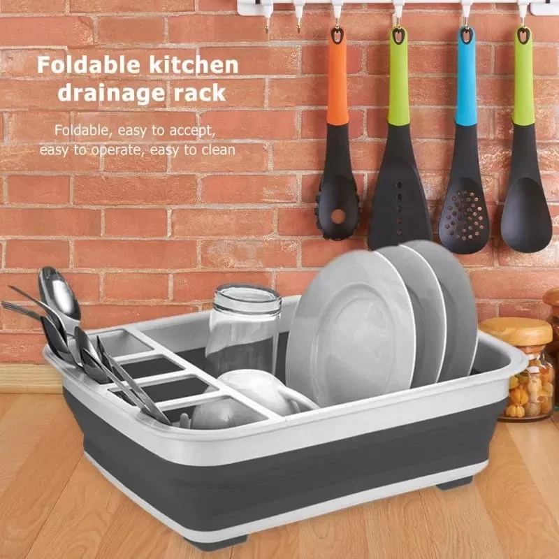 Pop Foldable Dish Rack Kitchen Storage Holder Drainer Bowl Tableware Plate Portable Drying Rack Home Shelf Dinnerware Organizer