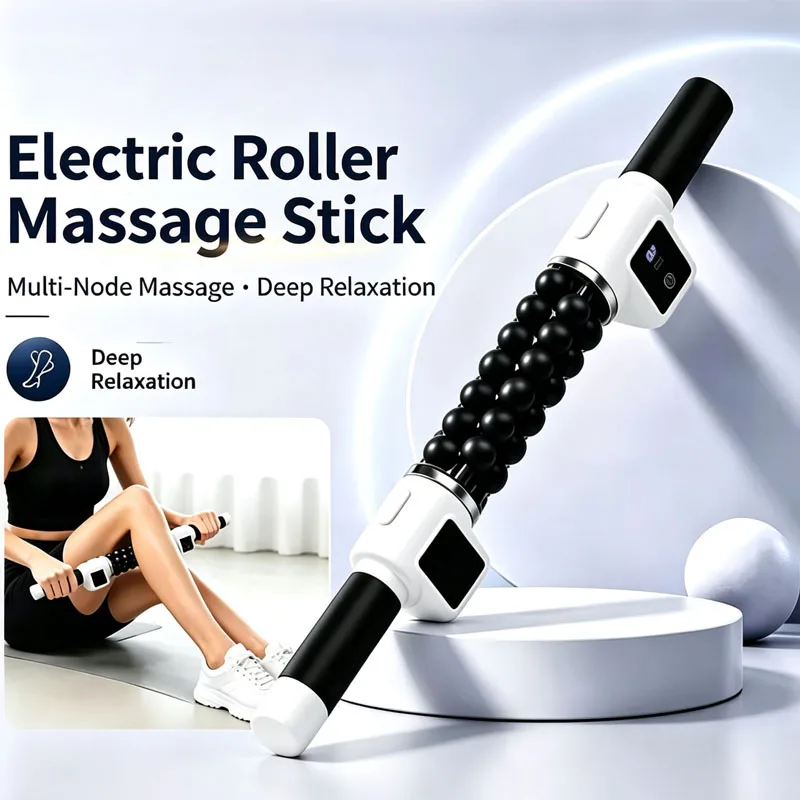 Electric Roller Massage Stick Rechargeable Deep Tissue Muscle Massager for Body Leg Relie Anti-Cellulite Body Shapping Slimming