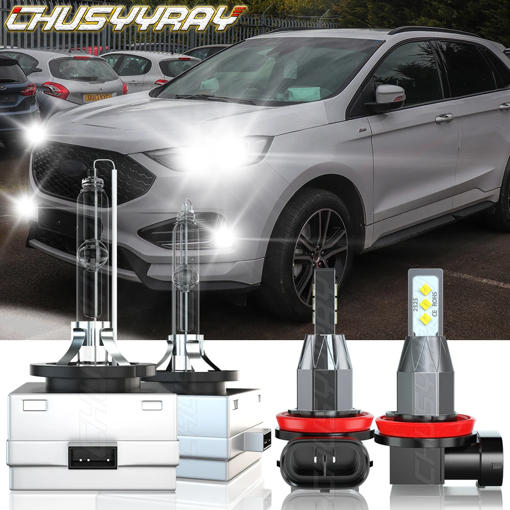 CHUSYYRAY Car lights Compatible For Ford Edge 2011-2017-4X D3S HID Faro Hi/Lo H11 LED Bombillas antiniebla Car accsesories