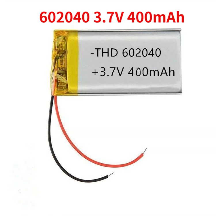 

602040 3.7V 400mAh Li Po Battery 3.7V Polymer Lithium Batteries Plug Ph2.0 for Beauty Equipment Massager Toys Recorder