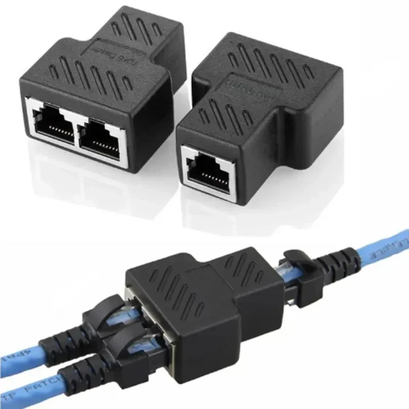 1/2/4/6pcs One To Two Adapter For Ethernet Cable Splitter Rj45 8P8C PC Version Internet Access IPTV Broadband Three Way Conn