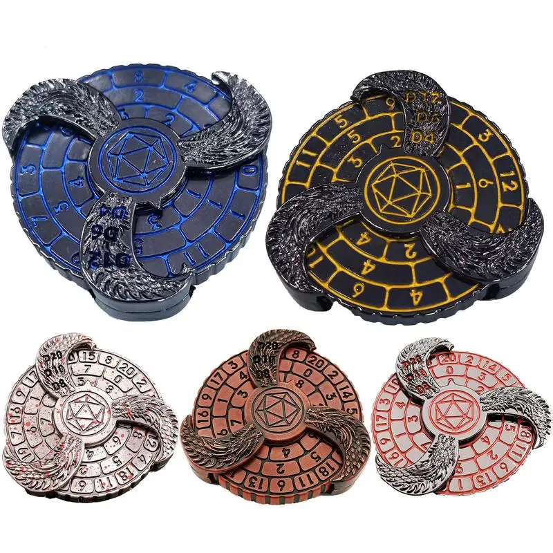 Rotating Unique Dice Spinner Gyroscope Fingertip Dice RPG DND Metal Dice With Box For Tabletop Role Play Games Engraved Letter