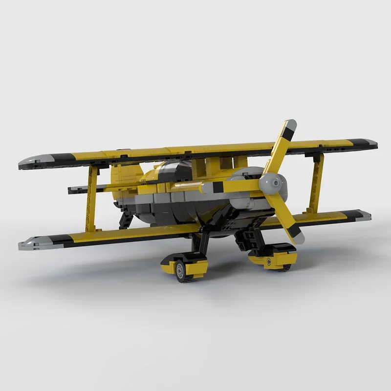 Moc Building Block Pitts Special S2B Tecnologia aeronautica giallo scuro Mattoni modulari Modello regalo Giocattoli di Natale Set fai da te Assemblaggio