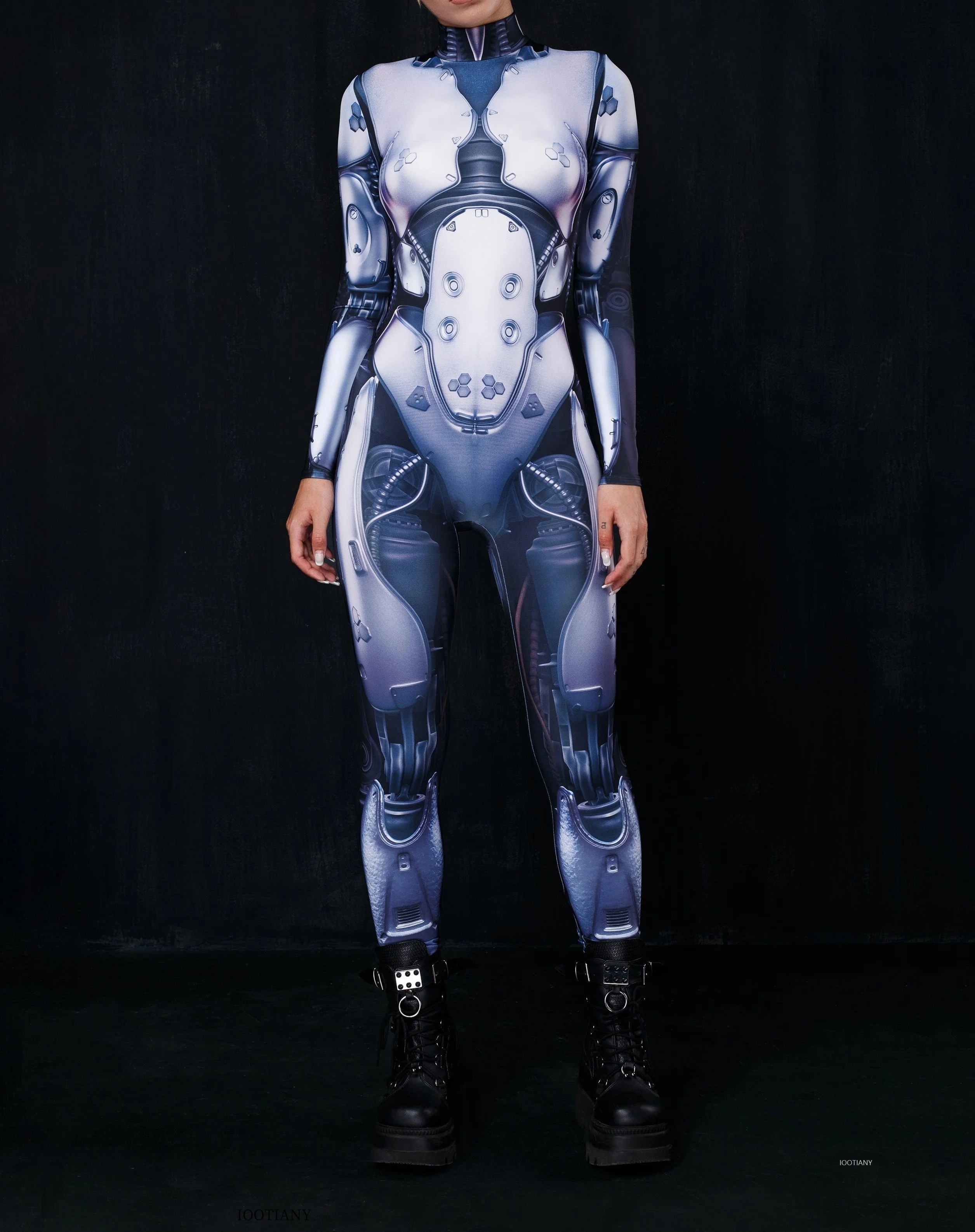 

Unisex Adult Skeleton Cosplay Costume Sexy Slim Bodysuit Cyberpunk Steam Art Pattern for Halloween Carnival Performance Tights