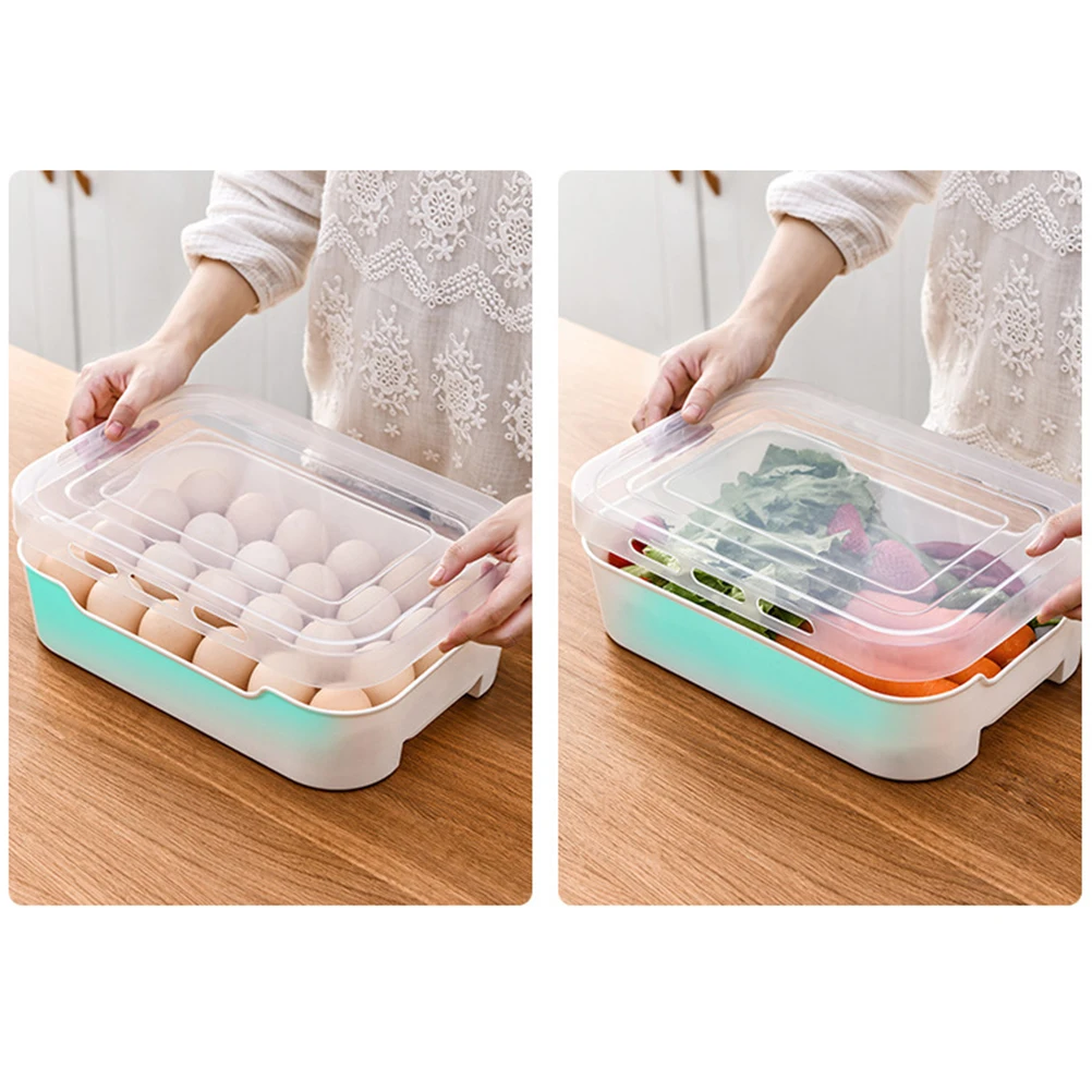 

Storage Box Plastic Tray Transparent Lid Egg Holder Groove Design Breathable Egg Container Kitchen Home
