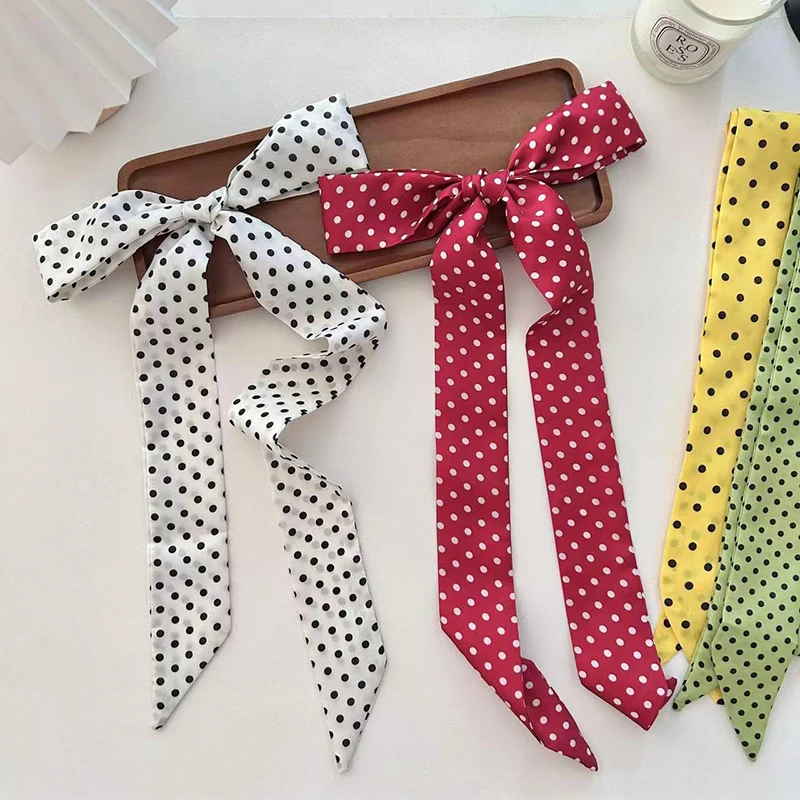 Bufanda estrecha de seda satinada para mujer, pañuelo estampado, bufandas para el cuello, bufanda fina de seda larga, banda para el pelo para el cuello, bolsa, diademas con cinta