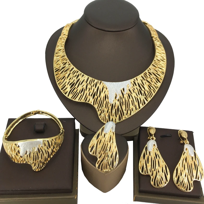 

Yuminglai Newest Italian Gold Color Woman Jewelry Set Big Necklace Exaggerated Style Dubai Plate Style Party Wear FHK14507