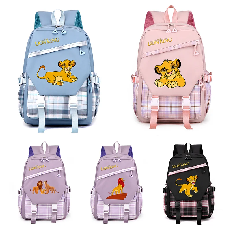 Disney O Rei Leão Mochila para crianças, mochilas escolares para meninos e meninas, estudante dos desenhos animados, mochila escolar, mochila de viagem