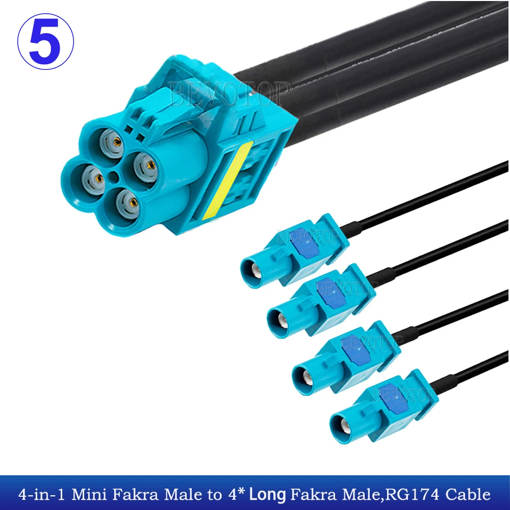 1Pcs Rosenberger Replacement RG-174 Cable 4-in-1 Mini Fakra Male/Female to 4*Fakra Male Connector RG174 RF Coaxial cable 50 Ohm