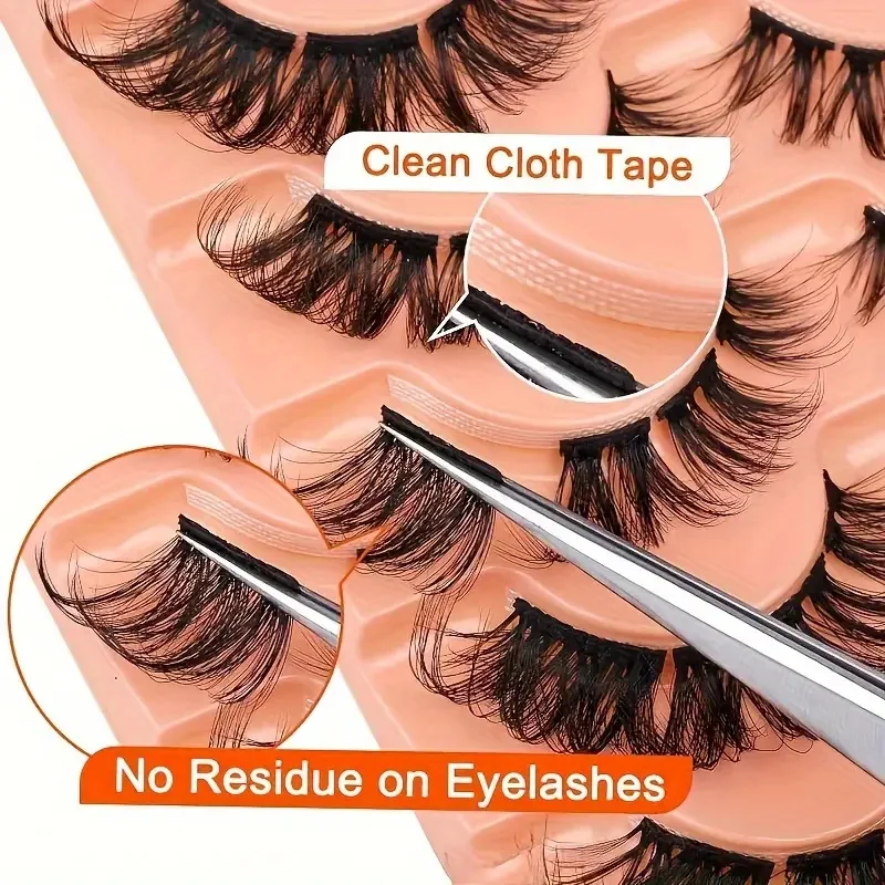 7 pairs of natural clustered eyelashes, D-roll eyelash extension cords, fake eyelashes, DIY eyelash extension cords, thick, fluf