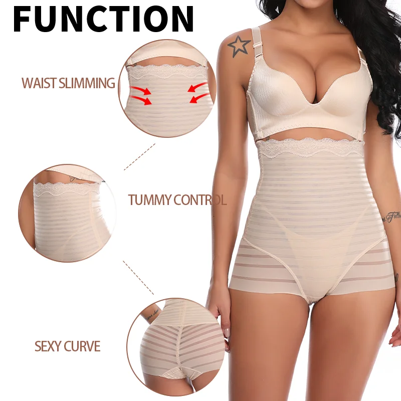 Women Sexy Shaper Panties MISS MOLY Solid Lace Mesh Patchwork Shapewear Party Elegant Waist Trainer Tummy Control Faja Underwear