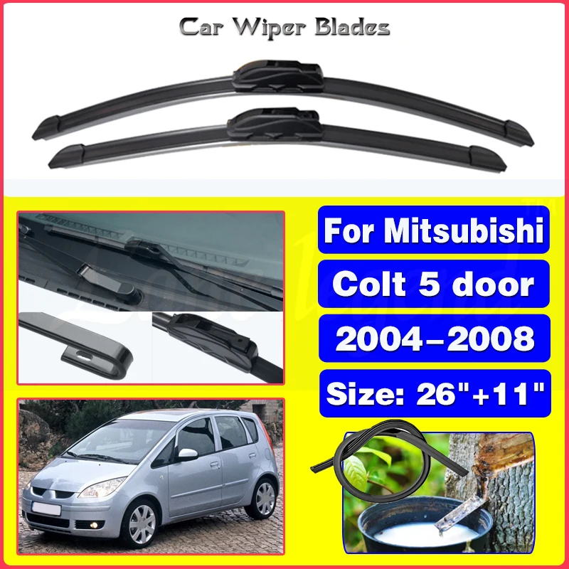 

Car Wiper Blades For Mitsubishi Colt 5 door 2004 - 2008 Windshield Windscreen Front Window Blades 26"+11" Car Accessories 2007