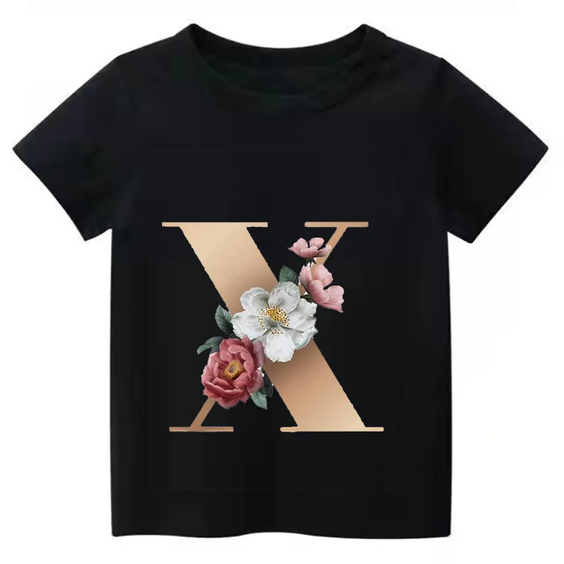 Summe Retro Flowers A B C D Children T-shirt Kawaii Trend T Shirt Harajuku Letter Casual Clothes Kids Girl Boy Short Sleeve Tops