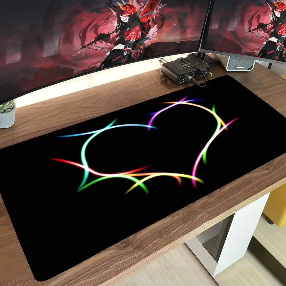 Neon Heart Large Gaming Mouse Pad Mouse Keyboard Mat Desk Pad For offices accessories MousePad 900x400 Laptop PC Extended Pad