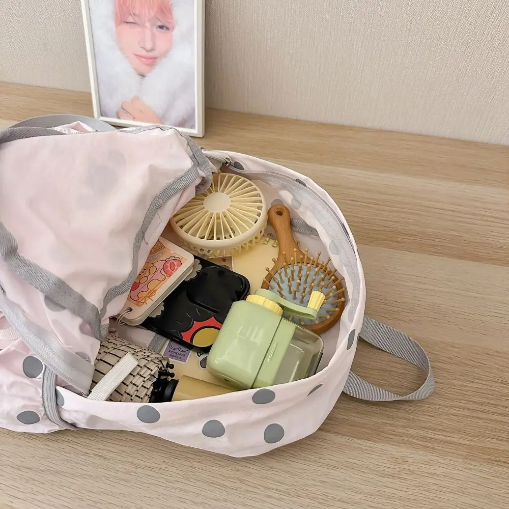Fashion Sweet Polka Dot Backpack Minimalist Large Capacity Nylon Rucksack Lightweight Durable Student School Bag Teenage