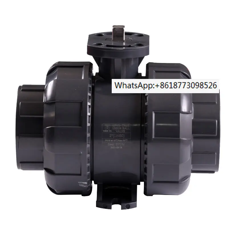 UPVC high platform union ball valve PVC-U double acting ball valve directly installed with actuator (automatic) plastic