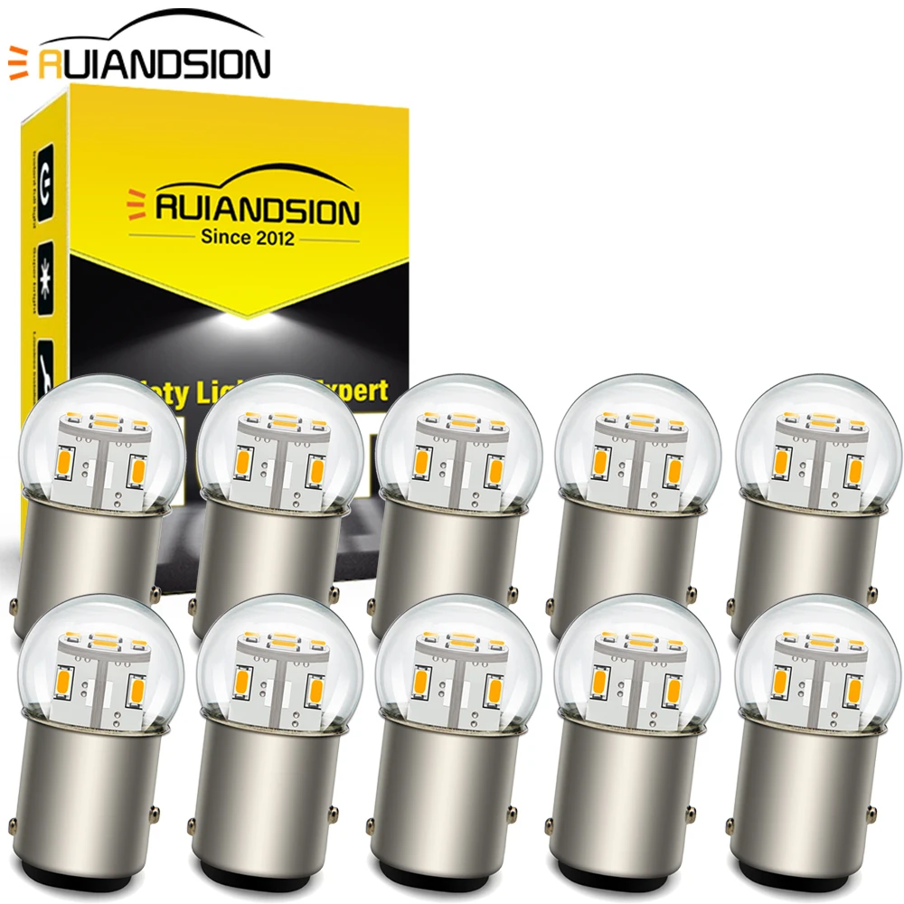 

Ruiandsion 10Pcs LED 1157 Car Light BAY15D 1156 P21W BA15S BA15D 6V 12V 24V 48V Lamp Turn Signal Lamp Brake White 6000K/4300K
