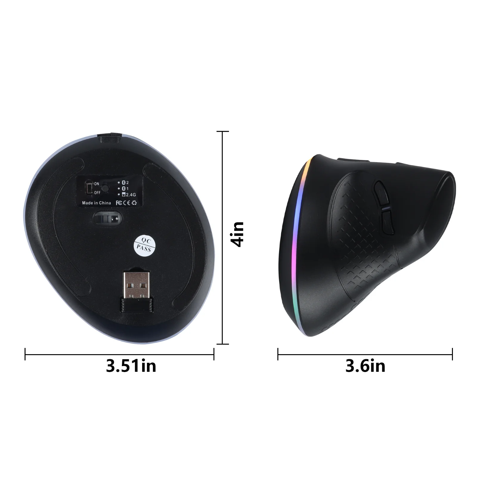 Souris Verticale Ergonomique Filaire, Rechargeable, Sans Fil, Macro Programmable, 3200 ug I RGB, pour Ordinateur Portable, PC de Bureau, Jeu