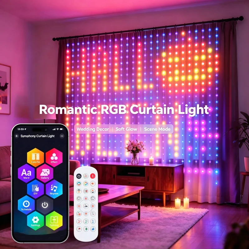 Home Decor Free App - Rideau lumineux USB 400 LED, motif