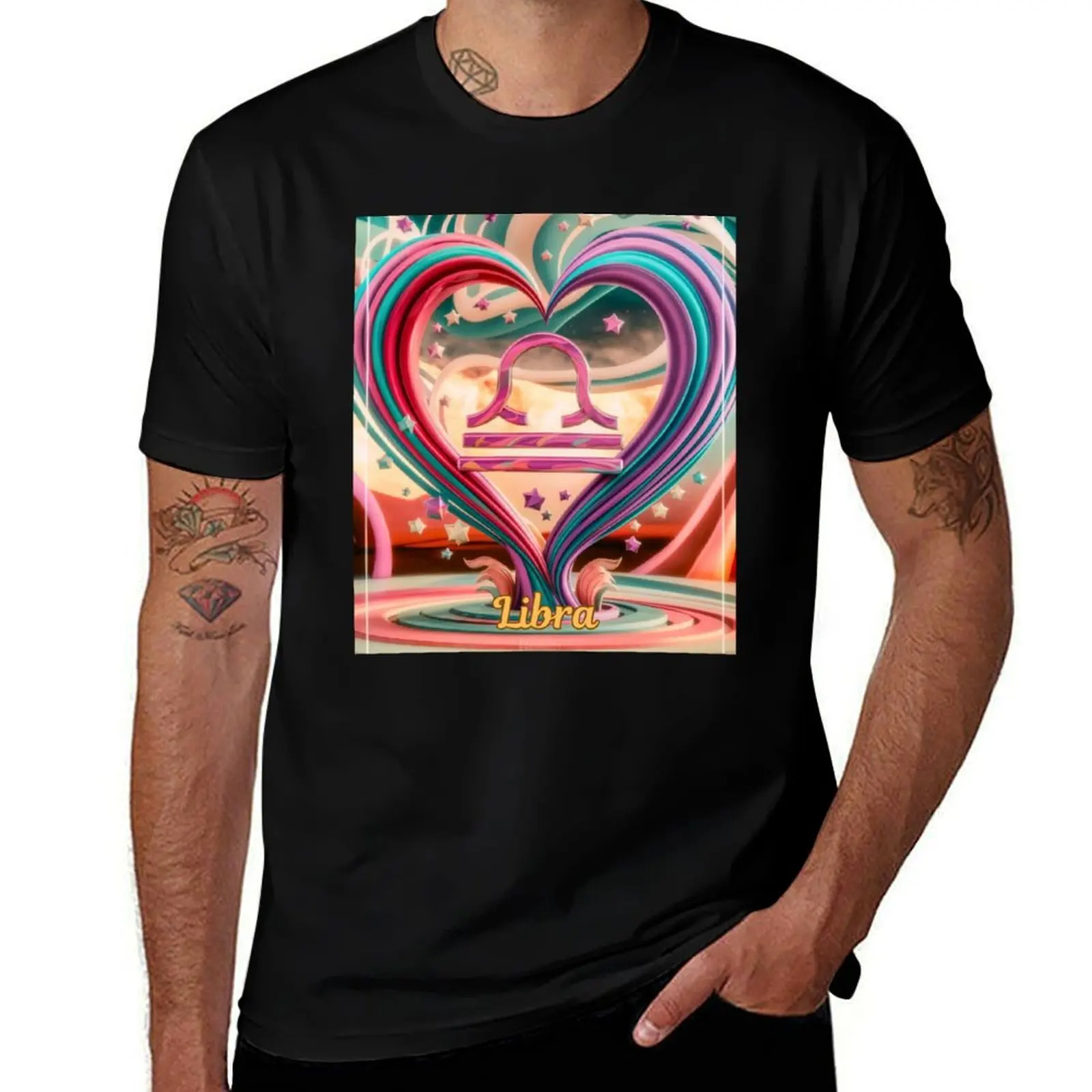 

Libra Zodiac, heart shape T-Shirt man t shirts for men casual man t shirt heavy cotton T-Shirt