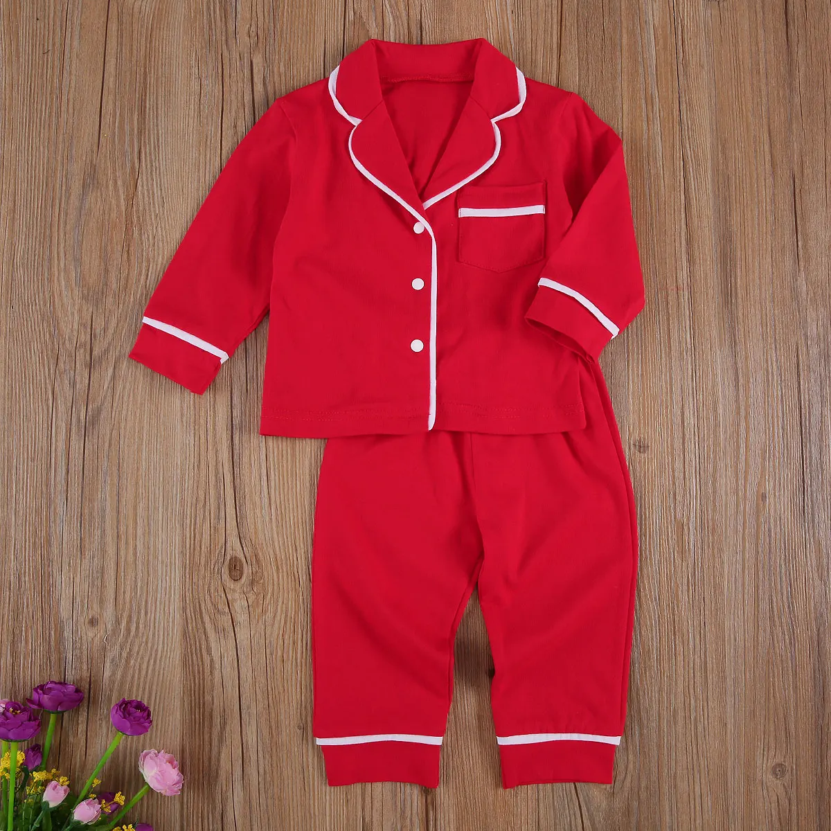 Toddler Baby Girl Boy pigiama set PJS manica lunga bottoni bavero camicia Top pantalone lungo Loungewear pigiami Homewear