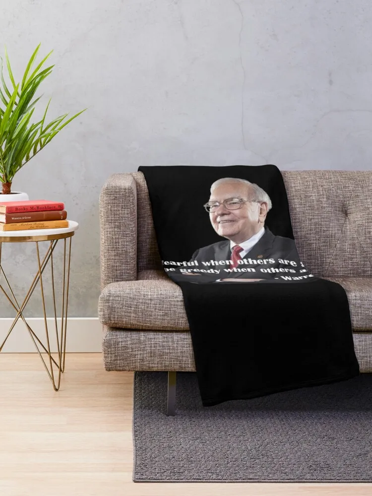 Warren Buffett Investing Quote Be Fearful When Others Are Greedy Throw Blanket Stuffeds Soft Multi-Purpose Blankets