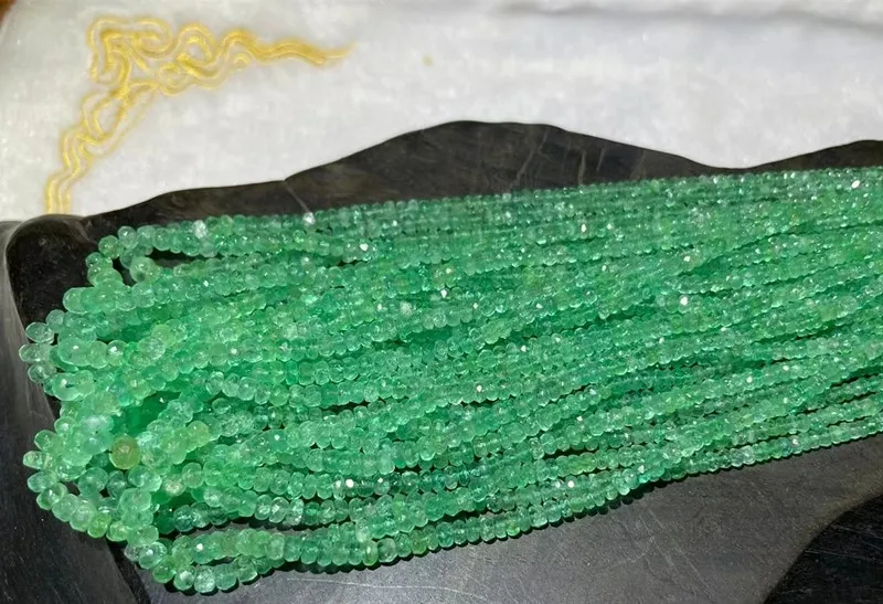 

loose beads green Emerald roundelle faceted 2-4mm for DIY jewelry making FPPJ wholesale beads nature 38cm