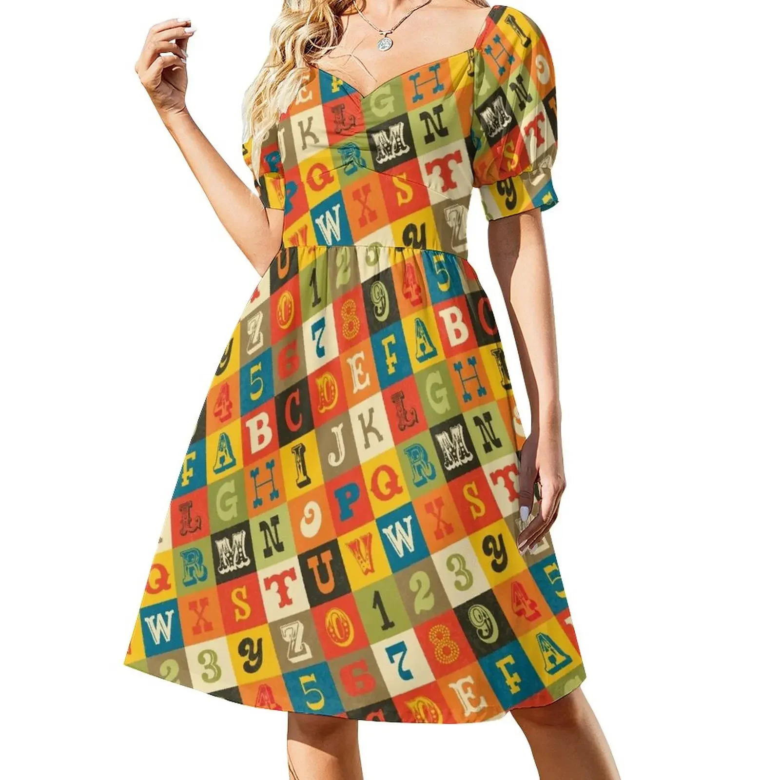 

Vintage Alphabet Short-Sleeved Dress womans clothing wedding guest dress 2025