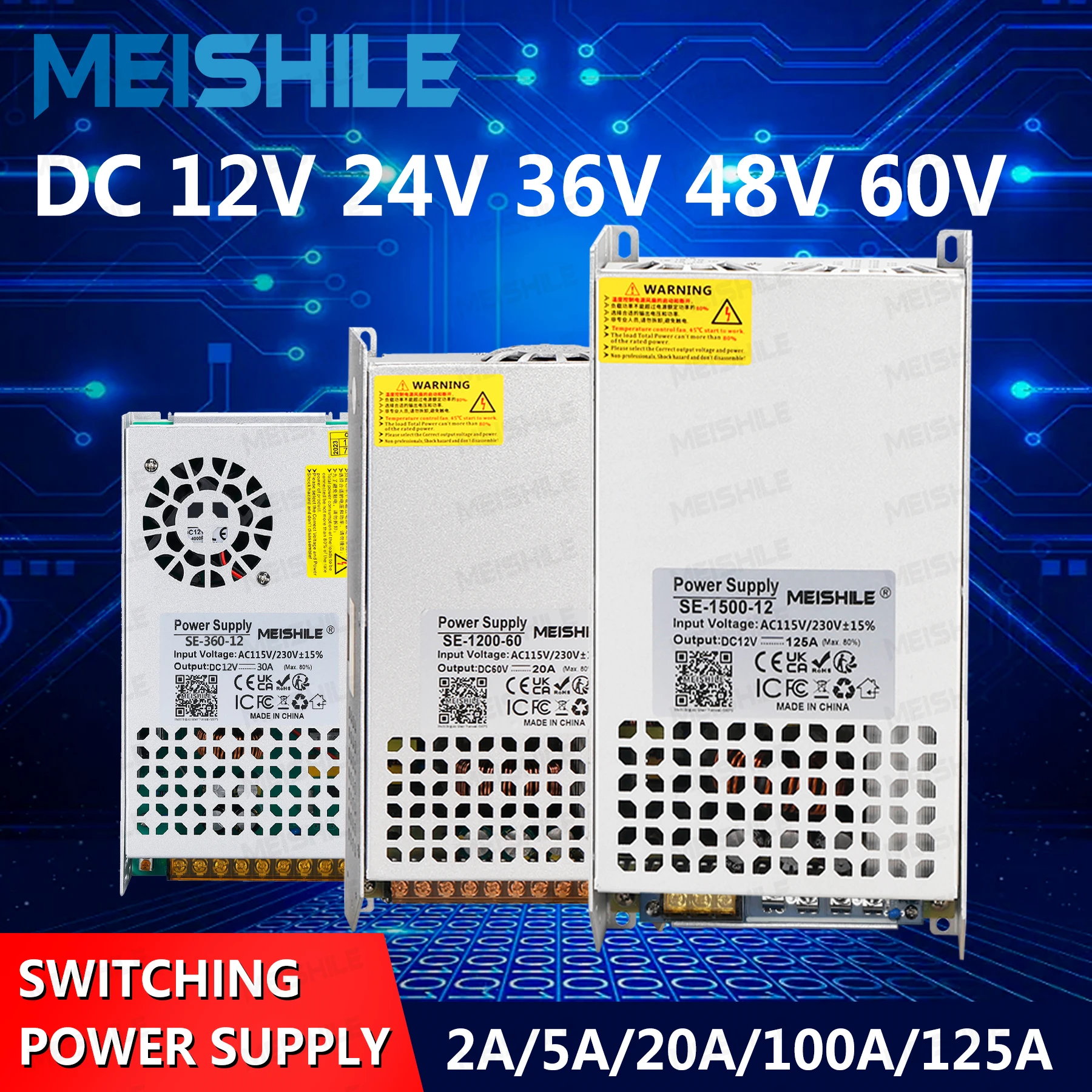 Fuente de alimentación conmutada AC110V 220V transformador de luz DC 12V 24V 36V 48V 60V adaptador de fuente de alimentación SMPS para tira Led CCTV