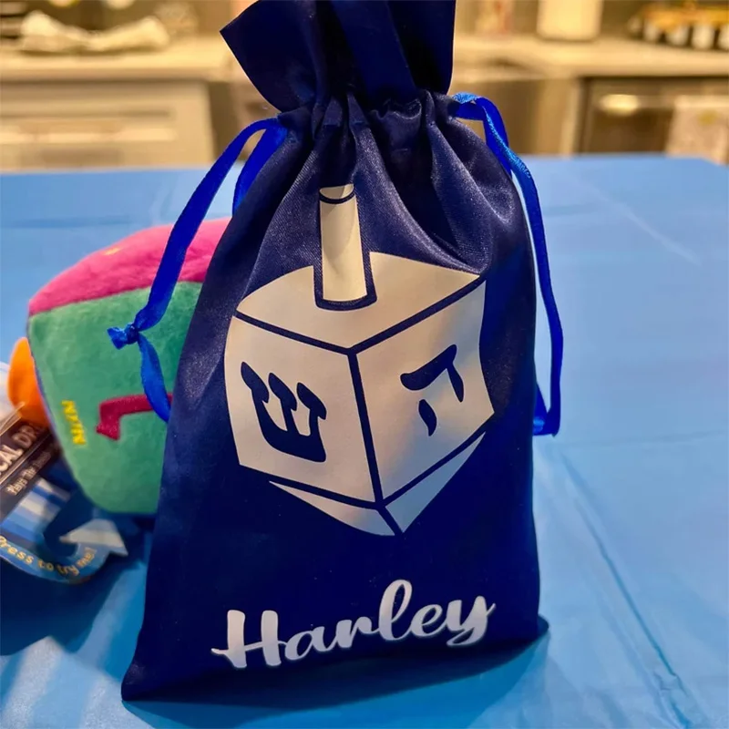 

5pcs Custom Personalized name Dreidel bags Hanukkah Chanukah Jewish Holiday decoration kid boy girl family friend Gift present