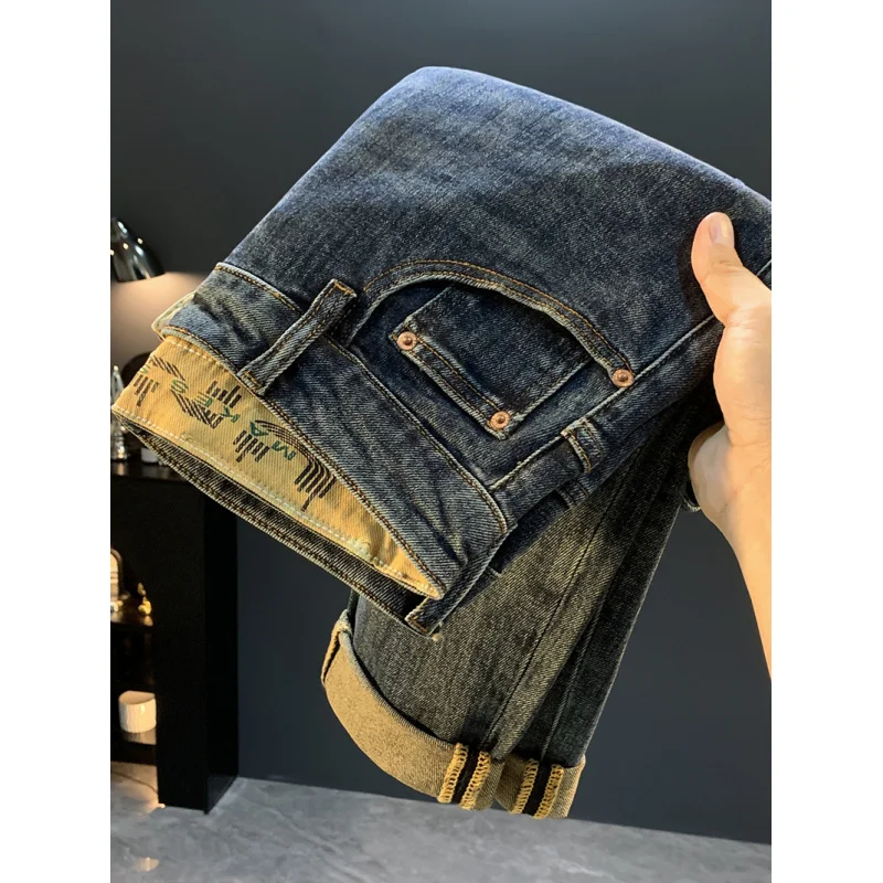 2025 جديد خدش موضة الجينز الرجال الخريف مايكرو هارون مخروطي القدم الصغيرة تنوعا السراويل الطويلة غير رسمية