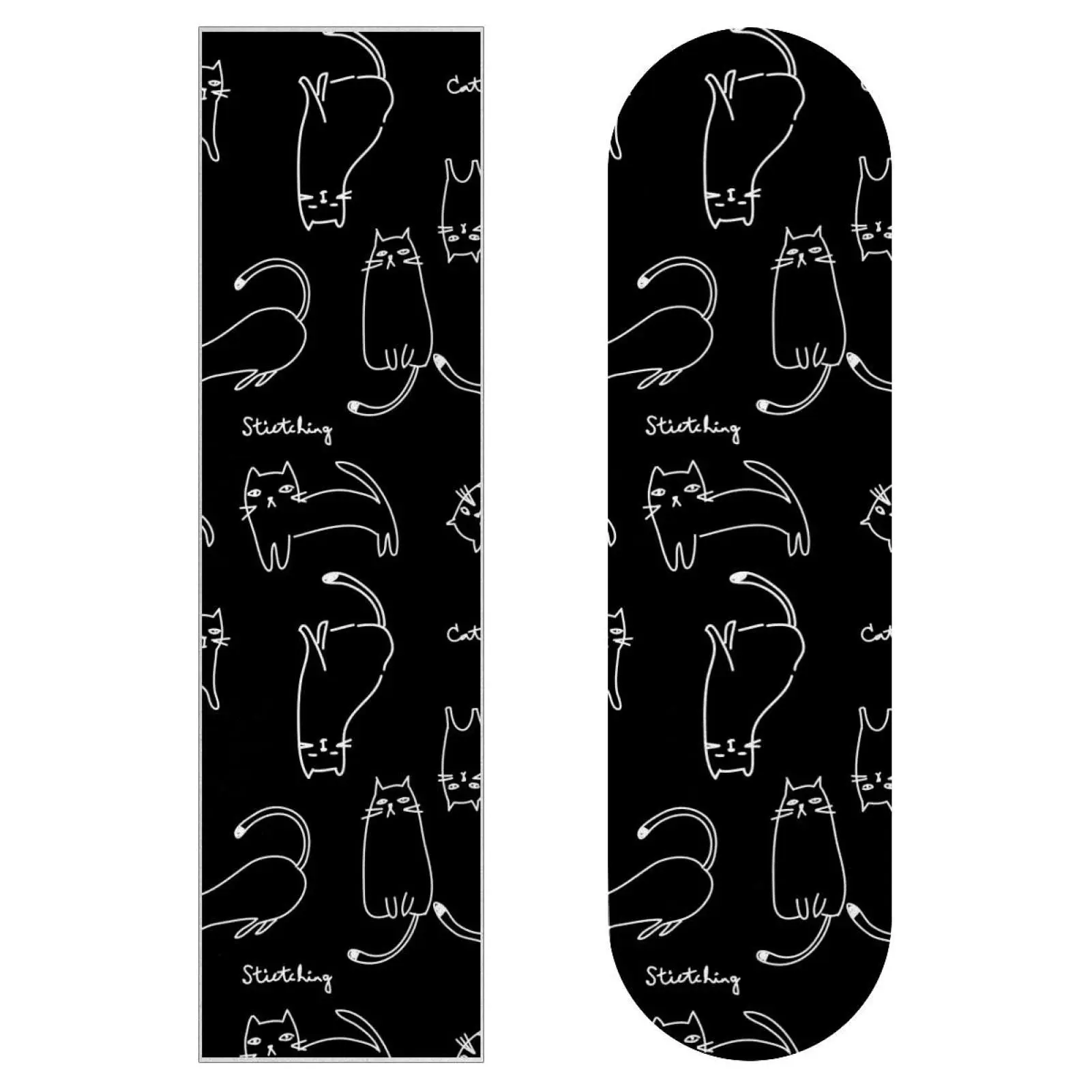 Black Cute Kitten Skateboard Grip Tape Sheet Sandpaper for Rollerboard Longboard Griptape Bubble Free Grip Tape for Skateboard