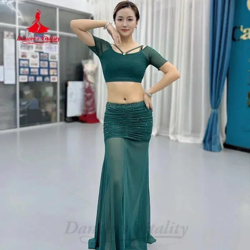 BellyDance Costume Customization Comfortable Short Sleeve Top+Sexy Long Skirt 2pcs Oriental Dance Professional Practice Clothes