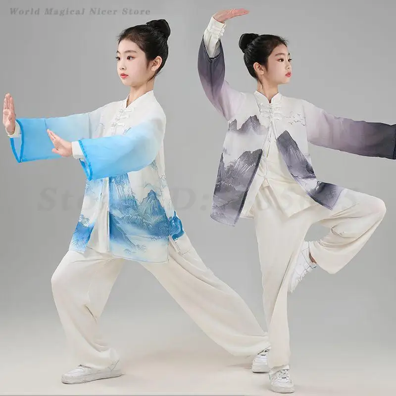 Children's Tai Chi Kung Fu Uniform Kids Boys Girls Martial Arts Practice Competition Performance Costume Chinese Wushu Clothing