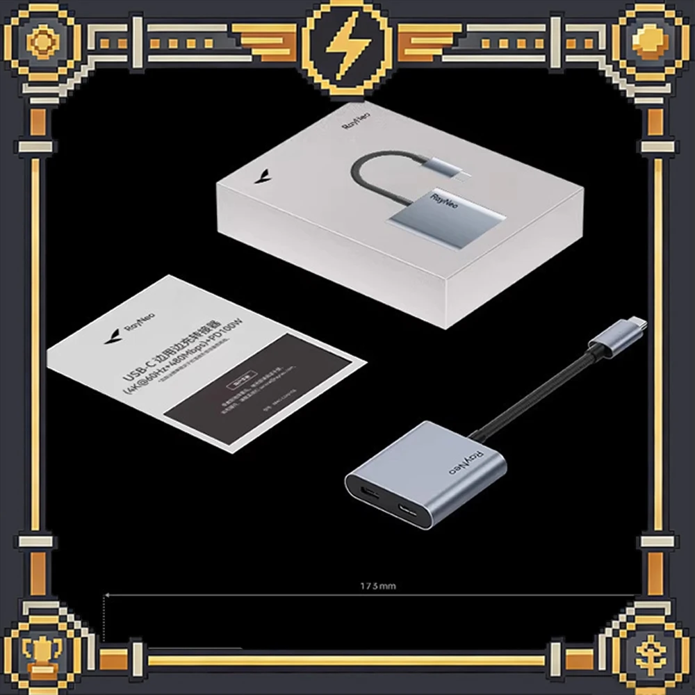 

Адаптер RayNeo USB-C: одновременная зарядка и передача данных, быстрая зарядка PD для устройств Type-C, совместим с iPhone 15/16