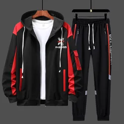 2024 Casual Sports Suit Men Spring/fall Cardigan Hoodie Hoodie Trousers Two-piece Set