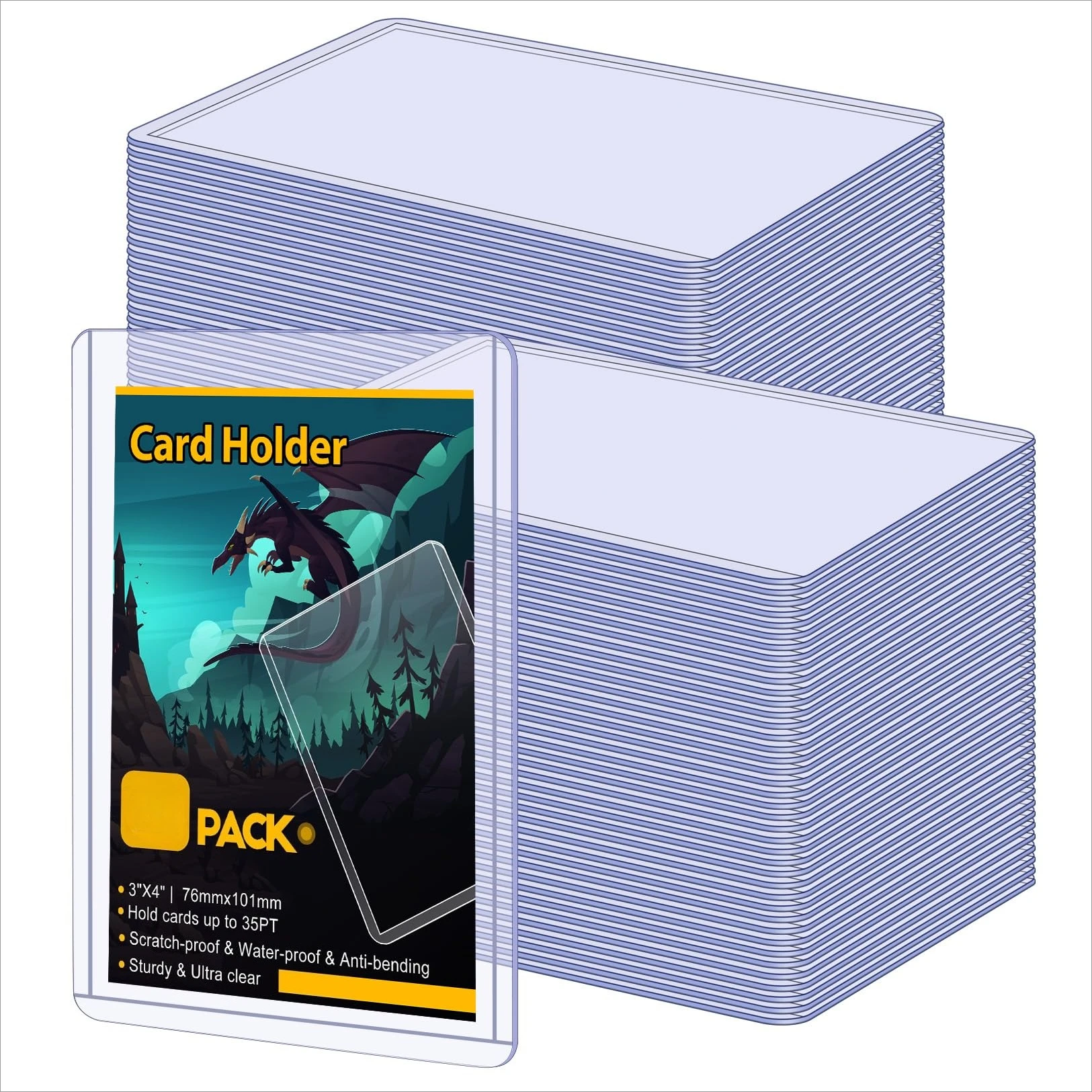 Protège-cartes rigides en PVC anti-rayures 35PT - Protège-cartes transparents pour cartes à collectionner, photos, cartes d'identité et cartes sportives