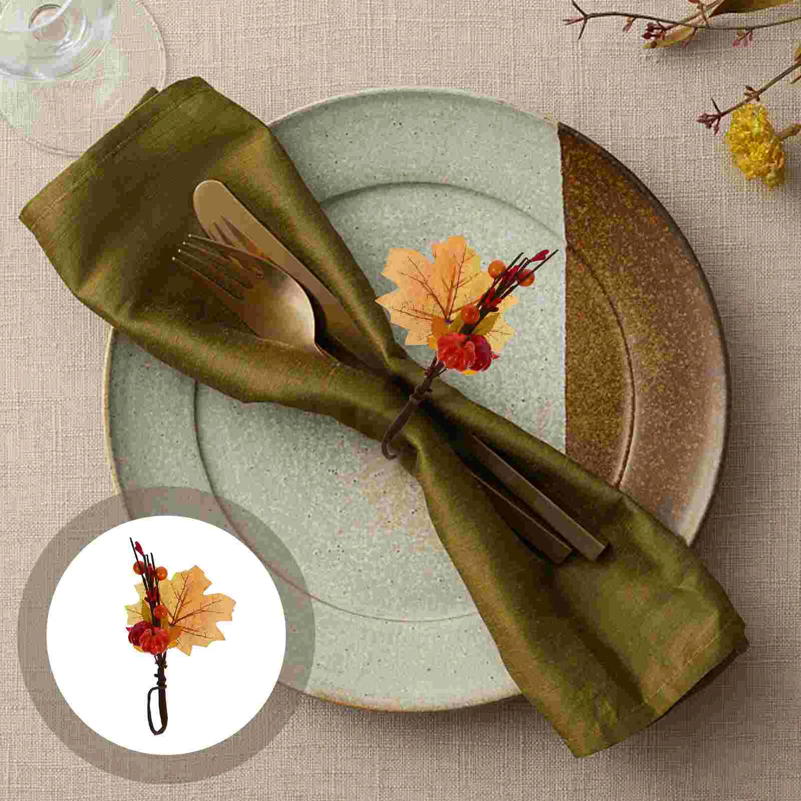 

4 Pcs Maple Pumpkin Napkins Decor Holder Buckles Festival Decorative Ring Party Cloth Rings Layout Chic Table Unique Circle