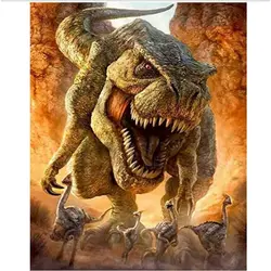 GATYZTORY DIY Oil Painting By Numbers Kits Dinosaurs 60x75cm Acrylic Paint By Numbers Animals Frameless Number Painting On Canva