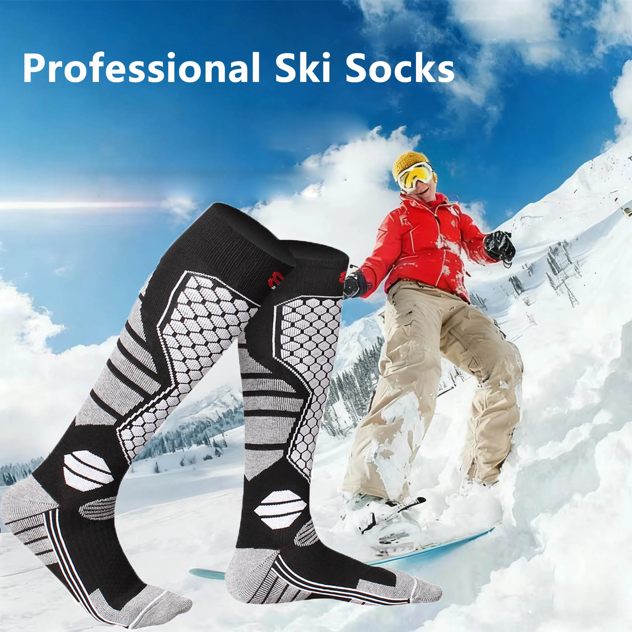 1 زوج الشتاء سميكة جوارب رياضية في الهواء الطلق الدفء امتصاص العرق التهوية مناسبة المشي لمسافات طويلة التزلج على الجليد التزلج الجوارب #1