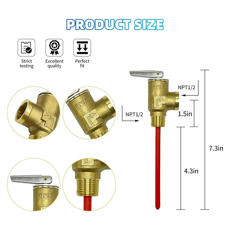 Válvula de alivio de temperatura y presión para calentadores de agua eléctricos, reemplazo para GC6AA, GC10A, G6A, GC10A, GCH6A, RV, 150PSI, 1/2 pulgadas