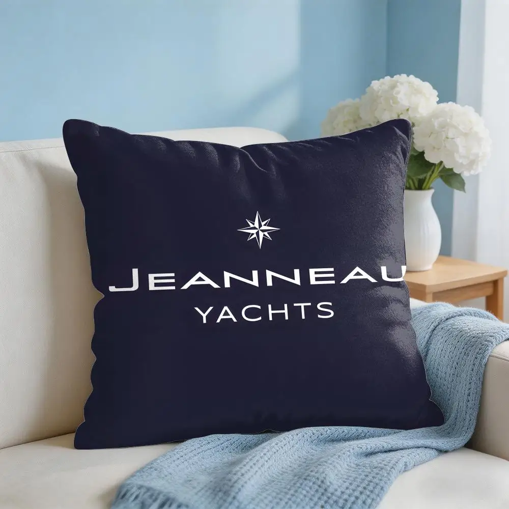 J-JeanneauS Yachts Logo Cushion Cover Square Pillow Bedroom Sofa Leisure Comfort Living Room Home Decoration 40X40