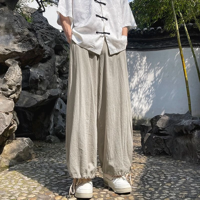 Dünne Sommer Lose Männliche Geerntete Hosen Günstige Trend Verkauf Original Kleidung Designer Xxxl Einfarbig männer Casual Breite bein Hosen