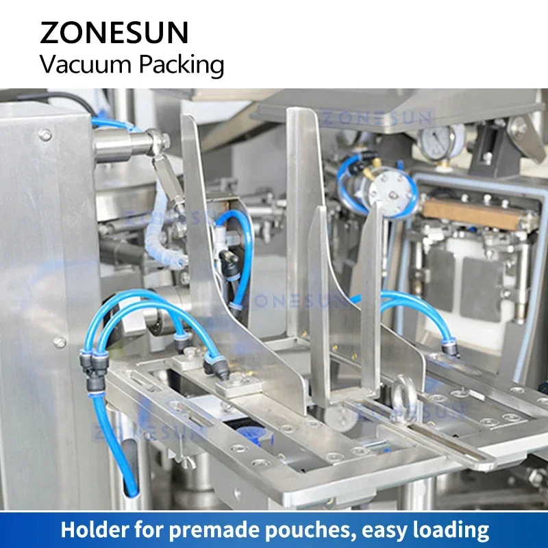 ZONESUN Mesin Pengemas Vakum Putar Otomatis Tas Segel Vakum Penghemat Makanan Daging Makanan Ringan Peralatan Pengepakan Dendeng Daging Sapi ZS-VPM16