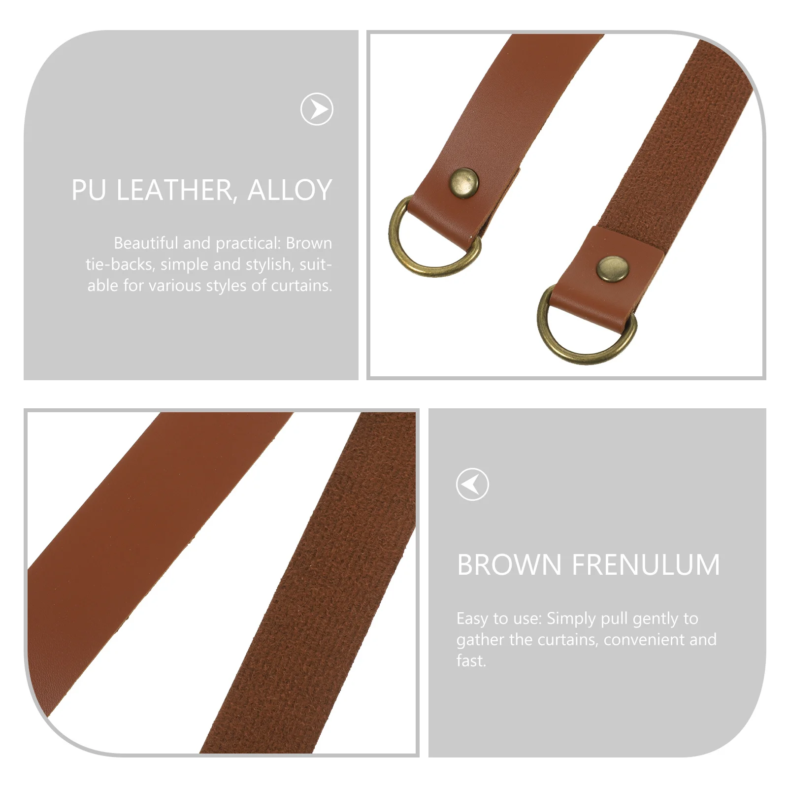 

1Set Curtain Tie Back PU Strap Decorative Holdback for Bedroom Living Room Window Curtain Accessory