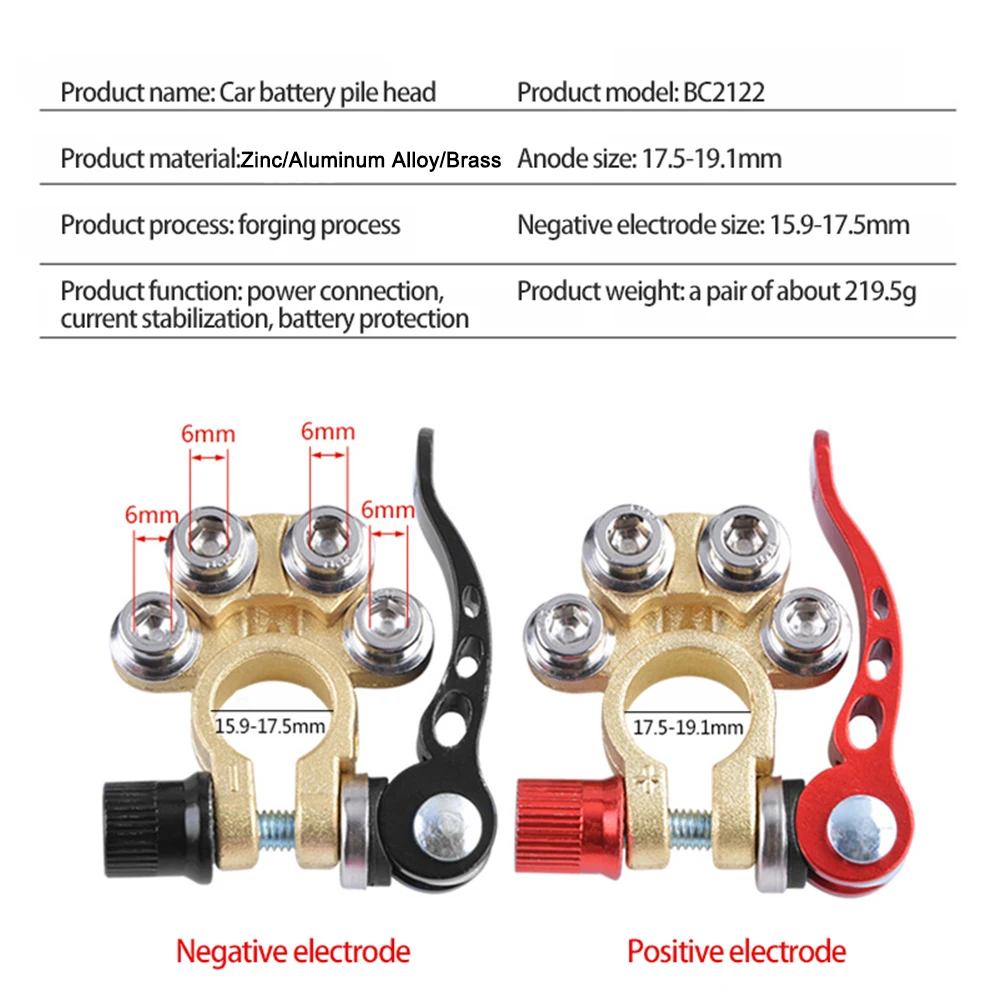 1 Pair Quick Disconnect Car Battery Terminals Battery Connectors Car Bornes Main Cable Post Clamp Terminal Screw Connection