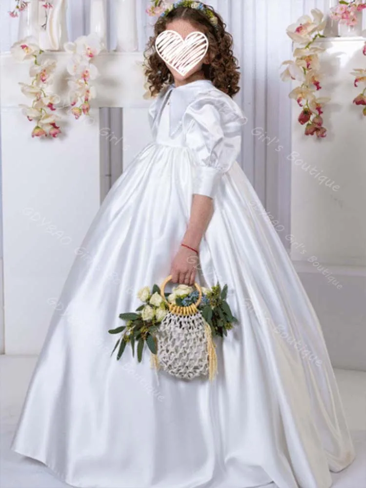 فستان حفلات بناتي مخصص أنيق شال طية صدر السترة عالي الخصر فساتين فتاة الزهور لحفلات الزفاف 2-14 سنة للأطفال فستان المسابقة الأولى